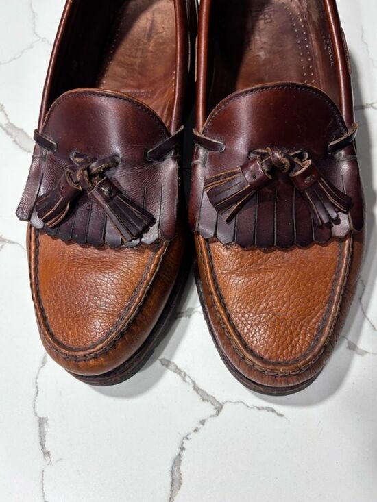 VTG Allen Edmonds Classic Nashua Brown Leather Kiltie Tassels Loafers Men’s 9.5 main image 10